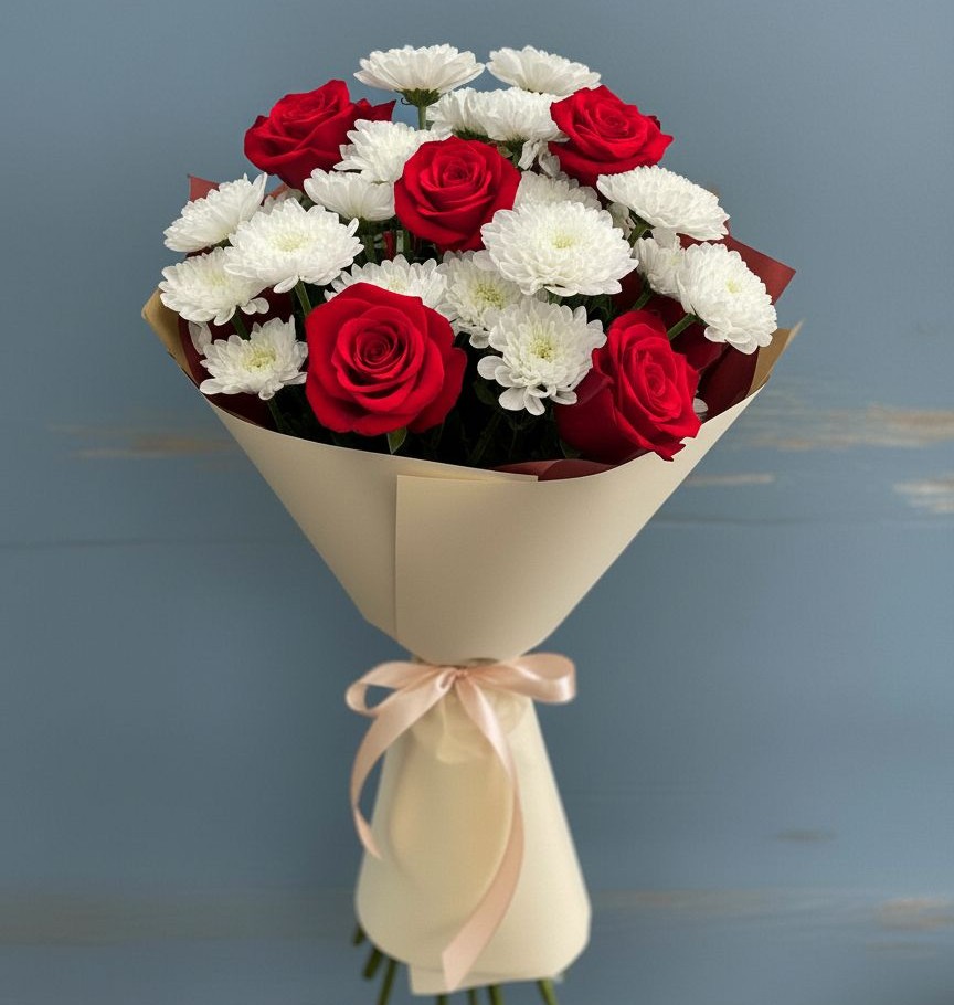 Букет цветов из: Розы и Хризантемы в Мишкино