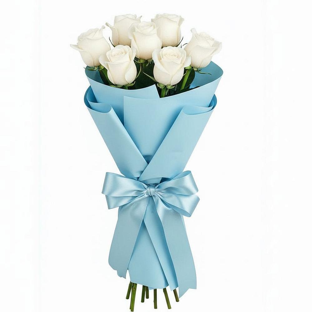 Букет 7 белых роз Проуд в Мишкино