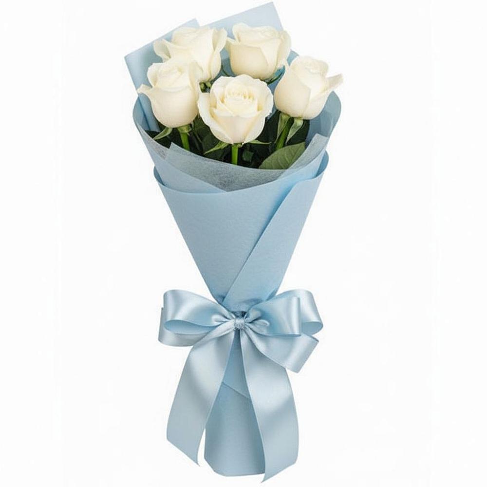 Букет 5 Белых роз Проуд в Мишкино