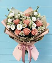 Букет цветов из:  Розы, Альстромерии и Лизиантусы в Мишкино