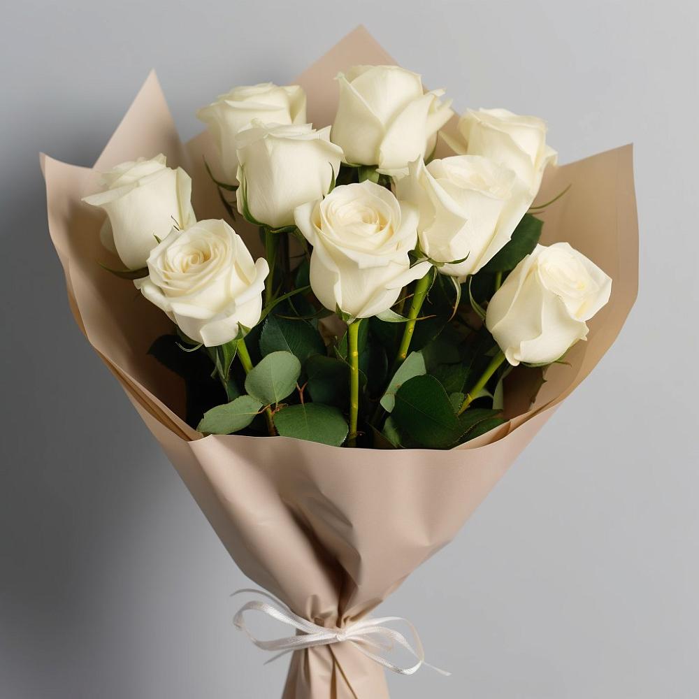 Букет 9 Белых роз Эдлесс Лав в Мишкино