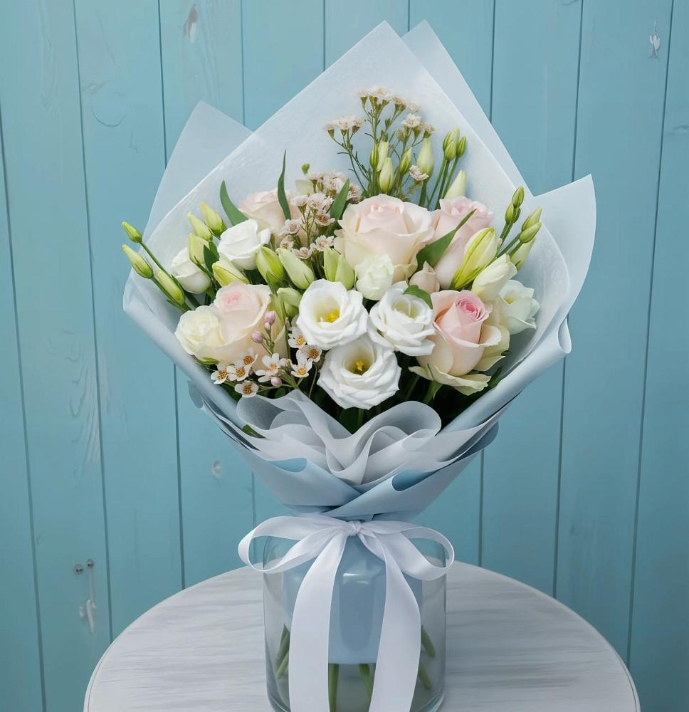 Букет цветов из: Розы и Лизиантусы в Мишкино