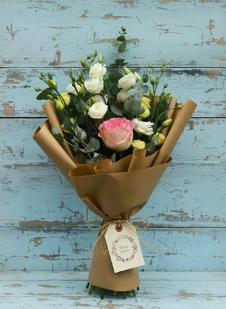 Букет цветов из: Розы и Лизиантусы в Мишкино