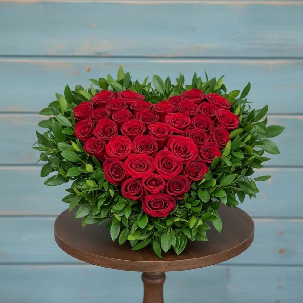 Цветочная композиция из Розы в виде сердца в Мишкино