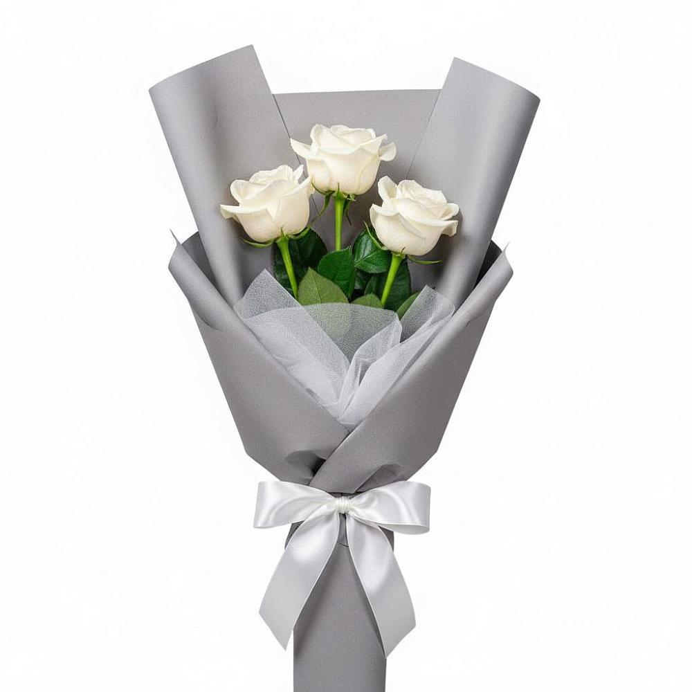 Букет 3 белые розы в Мишкино
