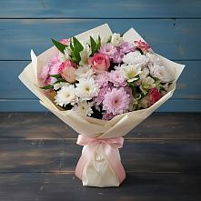 Букет цветов из:  Хризантемы, Альстромерии и Розы в Мишкино
