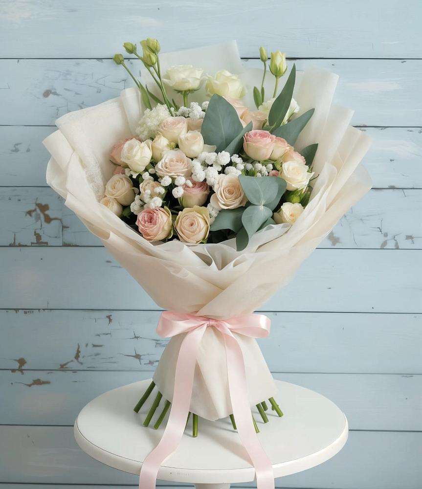 Букет цветов из: Розы и Лизиантусы в Мишкино