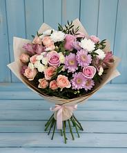 Букет цветов из:  Хризантемы, Розы и Альстромерии в Мишкино