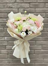 Букет цветов из:  Гвоздики, Розы, Лизиантусы и Хризантемы в Мишкино