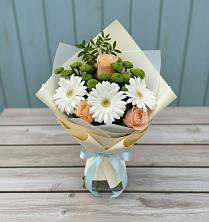 Букет цветов из:  Герберы, Розы и Хризантемы в Мишкино