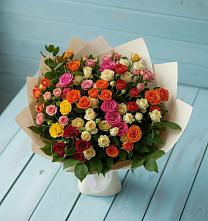 Букет Микс из разноцветных кустовых роз в Мишкино