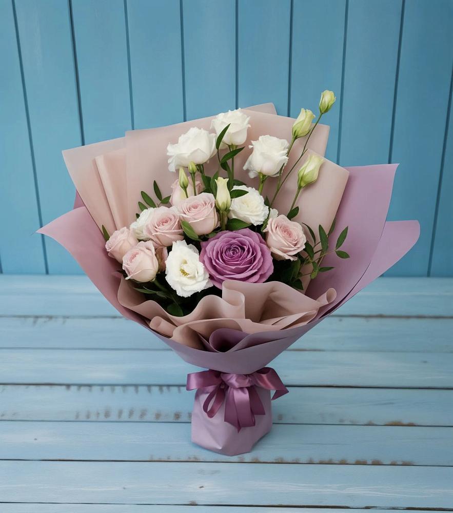 Букет цветов из: Розы и Лизиантусы в Мишкино