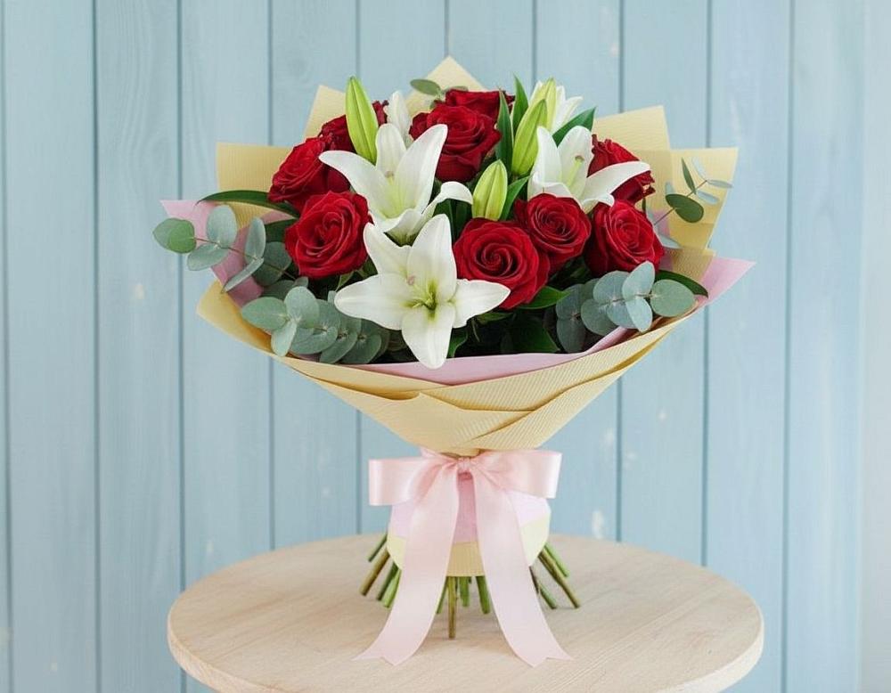 Букет цветов из: Лилии и Розы в Мишкино